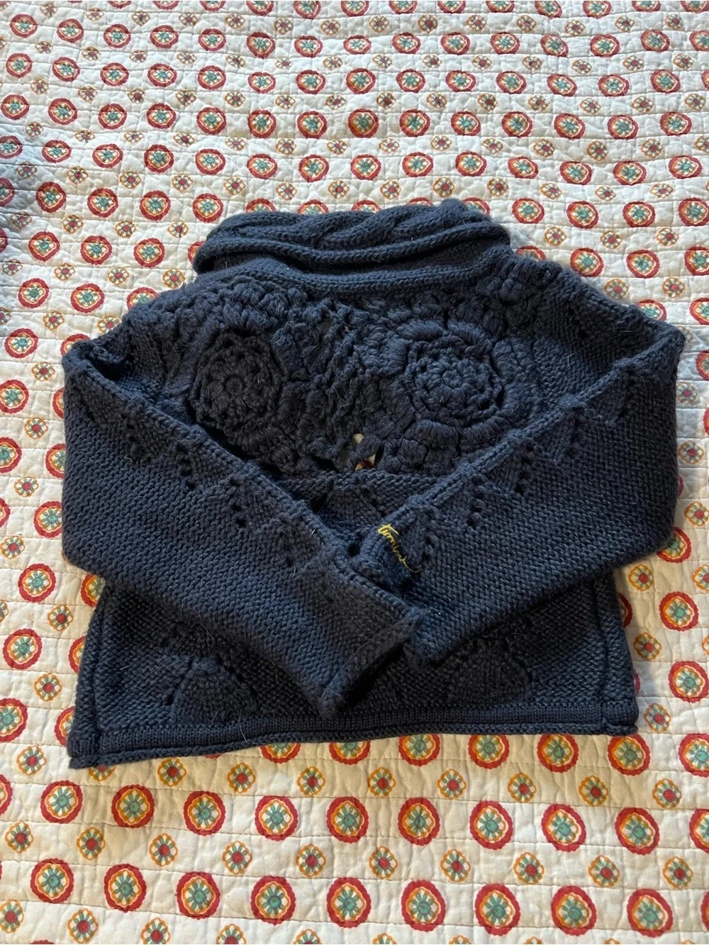 NWT Catimini Navy Knit Embroidered Cardigan Sweater size 6 Retails $90